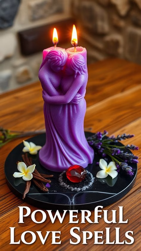 Purple candles lighting on an altar representing Love psychic in the Northwest