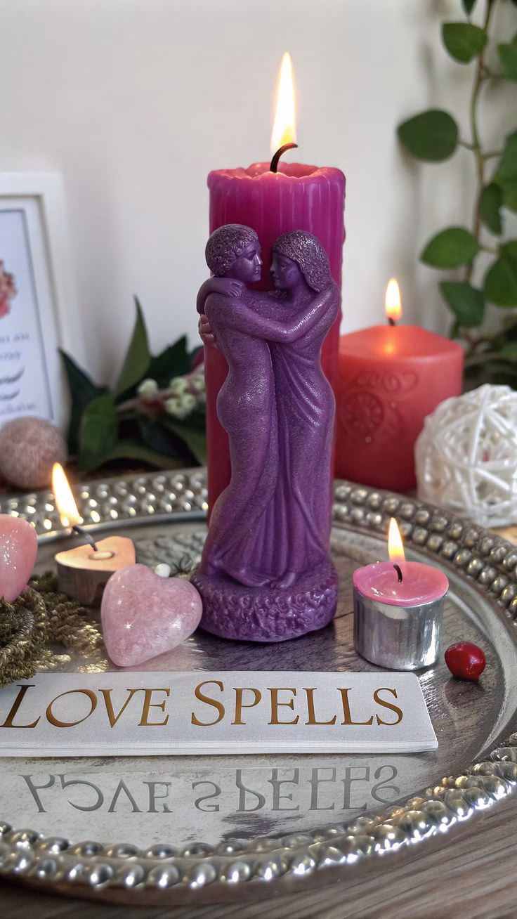"Candle burning during a love spell ritual."